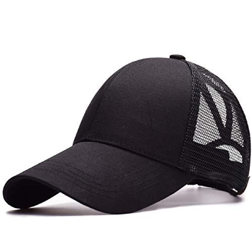 Tuopuda Cappellino da Baseball Sonnena Berretto da Baseball Tinta Unita Berretto di Coda di Cavallo Cappello Snapback Regolabile da Baseball per Donna Cappellini da Baseball Visiere (Nero)