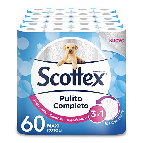 Scottex Pulito Completo Carta Igienica, Confezione da 60 Rotoli Maxi
