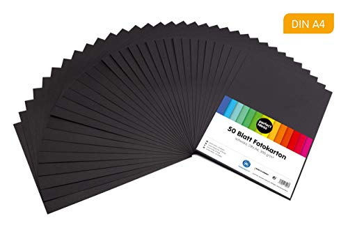 perfect ideaz 50 fogli cartoncino per foto colori neri, formato DIN-A4, colorazione integrale, spessore 300g/m², fogli di alta qualità