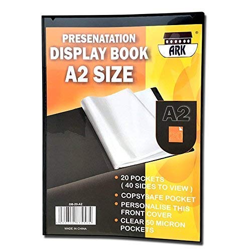 Ark - Raccoglitore per presentazioni, formato A2, 20 tasche, formato A2, colore: nero