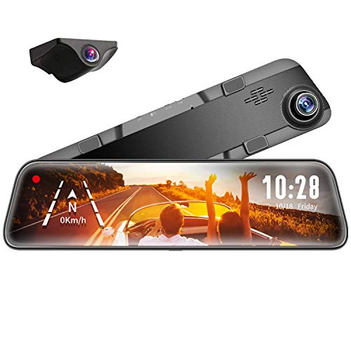 Dash Cam Doppia Telecamera per Auto da 12 pollici Touchscreen Full HD 1296P, Sensore Sony, Sensore G, Registrazione Loop, Visione Notturna, Monitor Parcheggio e Scheda SD 32GB