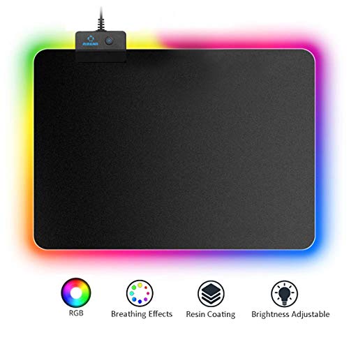 AIRENA Tappetino Mouse Gaming RGB | 14 modalità di Illuminazione | Effetti Arcobaleno | Tovagliolo | Mousepad Brillante | Tappetino per Mouse/Tastiera Non Skid per Computer/Mac/PC e Gamer