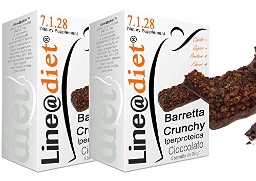 BARRETTE CRUNCHY PROTEICHE Line@diet - ZERO ZUCCHERI con 15 gr di PROTEINE / 4 gr di CARBOIDRATI! Ideali per DIETA PROTEICA (10 Crunchy Cioccolato)