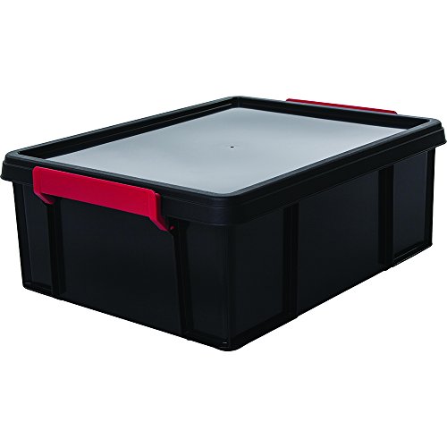 Iris Ohyama, Multi Box - MBX-18 - scatole impilabili con coperchio, plastica, nero, 18 L, 45.3 x 34.8 x 16.5 cm