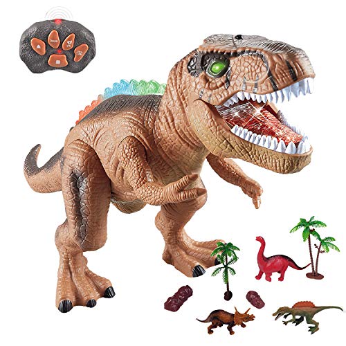 WISHTIME Dinosauro a Controllo remoto ElectricToy Kids RC Animal Toys LED Light Up Dinosaur Walking And Roaring Realistico T-Rex Robot Toys per i più Piccoli Ragazzi Ragazze
