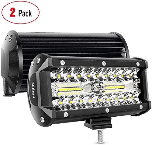 Nilight Faro da Lavoro LED, 2 Pezzi 120W 6.5inch Spot Flood Light Fari Led Auto Luci Off Road per Fuoristrada Guida Fendinebbia Luci della Barca Luci di Guida Faro da Lavoro a Led SUV Lampada Trattore