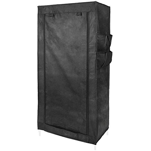 PrimeMatik - Armadio Guardaroba in Acciaio Tessuto 70 x 45 x 155 cm Nero con serranda