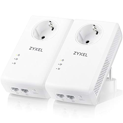 ZyXEL 1800Mbps Pass-Thru Powerline Adapter 2-Port Gigabit Ethernet 2-Pack, Amazon Exclusive [PLA5456]