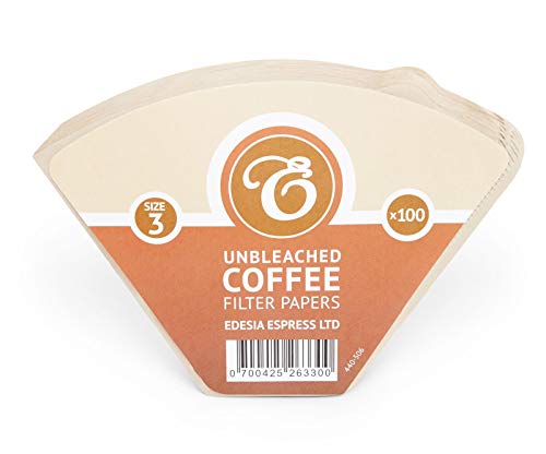 EDESIA ESPRESS - 100 filtri caffè americano in carta non sbiancata - forma a cono - misura 3/102