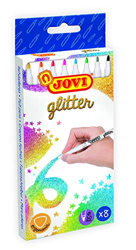 JOVI 1608G - Astuccio con 8 pennarelli Glitter, Multicolore
