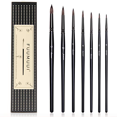 Fuumuui Pennelli Acquerello 7 Pezzi Set Pittura Pittura Artista Set di pennelli Professionali per Acquerello Olio e Nail Art Trucco Volto Makeup Brushes Cosmetics Pennello da sfumatura