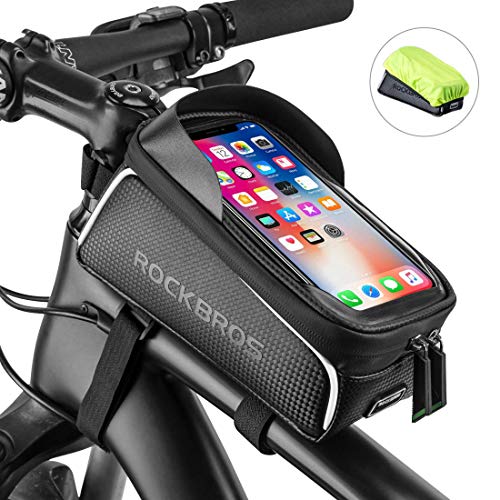 ROCKBROS Borsa Telaio Bici Borsa Impermeabile Manubrio per Bici MTB BMX Support Cellulare TPU Touchscreen 6.5 Inches Copertura Anti-Pioggia in Regalo 1.5L