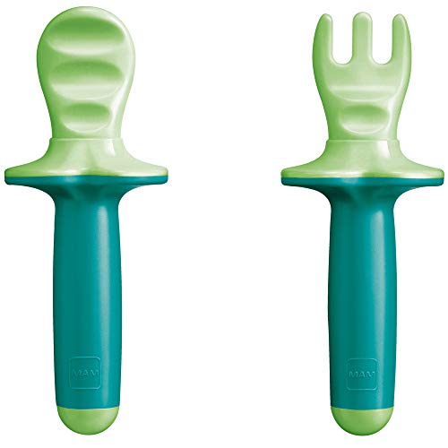 MAM Dipper Set, Set posate con forchetta e cucchiaio, 6+ mesi, verde, ZEDMM330N