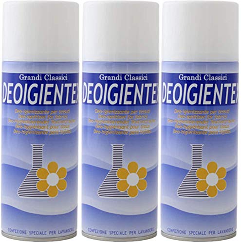 Rampi Deo Igientex - Spray Deodorante Igienizzante Professionale Tessuti Ambiente Auto Cassetti Scarpe Armadio Profumo Hotel Palestra Accessori Lavanderia - 3 Pezzi da 400 ml