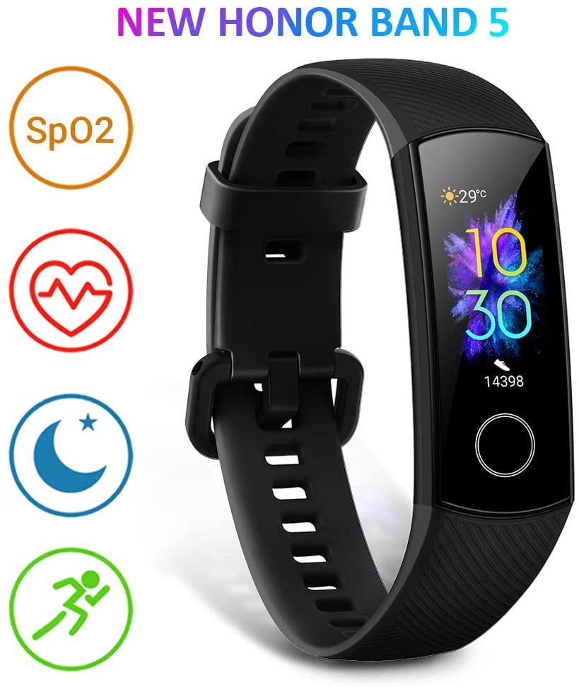 HONOR Band 5 Activity Tracker, Uomo Donna Smartwatch Orologio Fitness Cardiofrequenzimetro da Polso Impermeabile Smart Watch 0.95 Pollice Schermo a Colori,Nero