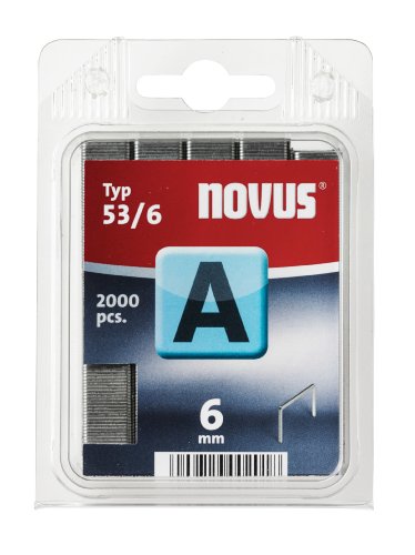 Novus Punti metallici A 53 da 6 mm di lunghezza per il fissaggio di stoffe, tessuti, etichette metalliche, 2000 pezzi, 042-0355