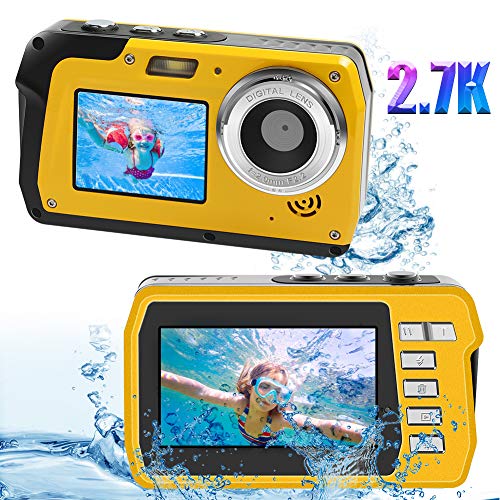 Fotocamera Subacquea Macchina Fotografica Subacquea 48MP 2.7K Fotocamera Subacquea Digitale 16X Zoom Digitale Selfie a Doppio Schermo Fotocamera Impermeabile per Lo Snorkeling