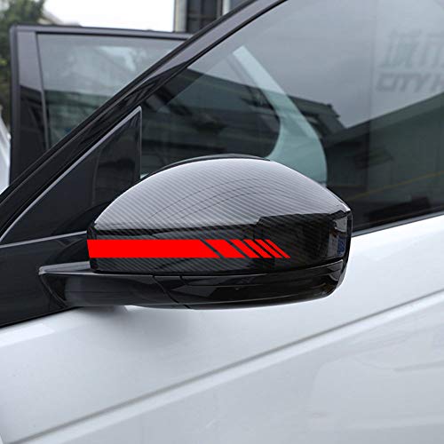 Autodomy Confezione Adesivi per Specchietti Retrovisori Car Stripes Strisce Design Confezione da 6 unità con Diverse larghezze per Auto (Rosso)