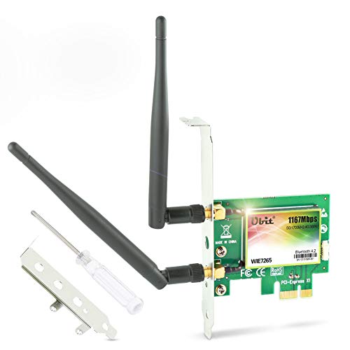 Ubit 802.11 AC 1167Mbps con Scheda WiFi di Rete Wireless PC 3.0 Adattatore Gigabit WiFi PCIE per PC (WIE7265)