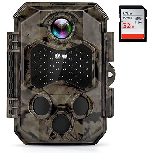 COOLIFE Fotocamera Caccia 32MP 4K Fototrappola Infrarossi Invisibili con Visione Notturna Fino a 20m,Impermeabile ​IP66 con Trigger 0,2s per La Caccia,Giardino e Monitoraggio Della Sicurezza