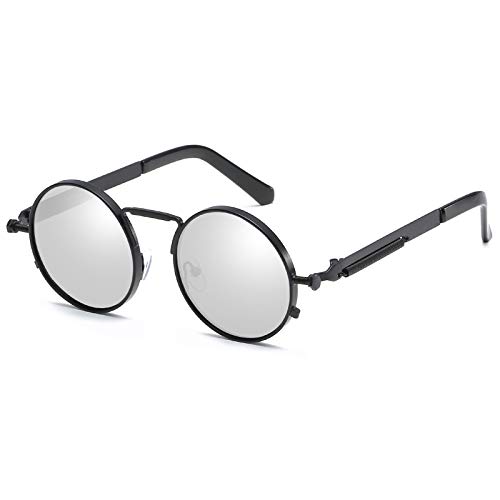 Kennifer Retro Occhiali da Sole Rotondi Metallo Unisex Eyewear Circle Specchio Occhiali UV400 per Uomini e Donne