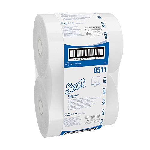 Scott 8511 Essential Maxi Rotolo di Carta Igienica a 2 Veli, 6 Rotoli x 380 m, Bianco