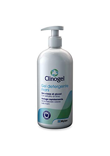 Clinogel Gel Mani Igienizzante con Estratti di Timo e Glicerina Naturale, Uso senza Acqua, Formato da 500 ml