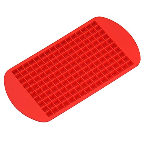 Aufell - 160 stampi per cubetti di ghiaccio, forma quadrata, in silicone, mini cubetti di ghiaccio, per cucina, bar, budini, piccoli cubetti di ghiaccio, 11 x 17 cm, set da 2 Red