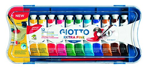 Giotto 304000 - Tempera Extra in Tubetto 12 ml, 12 Colori, 12 Pezzi