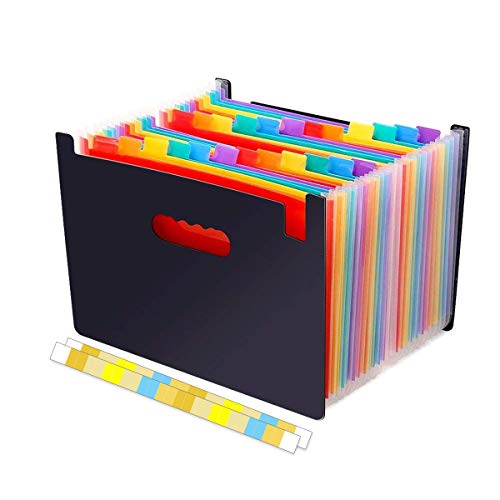 OrgaWise Organizzatore di file A4 espandibile Organizer per cartelle di documenti 24 Tasche Office Portable Concertina Archiviare documenti con etichette colorate