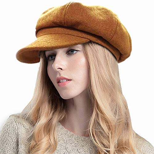 SIYWINA Cappello Visiera Donna Basco Scozzese Newsboy cap Cabbie Hat Cammello