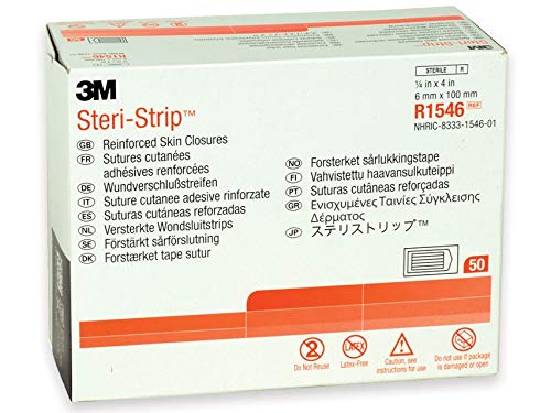 3M Steri-Strip™ - mm 6x100 Nastro sterile per suture cutanee in tnt rinforzato, Confezione 500 Pezzi (50 buste da 10)