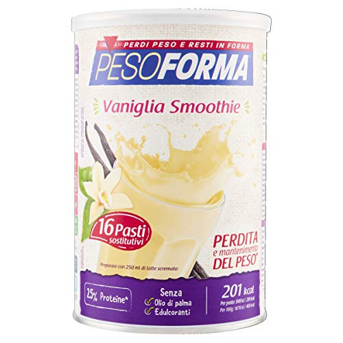 Pesoforma Smoothie Pasti Sostitutivi Dimagranti Shake Vaniglia, Ricco in Fibre, SOLO 201 Kcal per pasto - 16 Pasti - 440 Gr