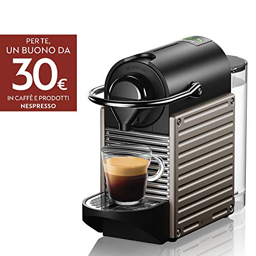 Krups Nespresso XN304TK Pixie - Macchina per caffè Espresso, Ricette Programmabili, 1260 W, Titan, 0.7 Litri