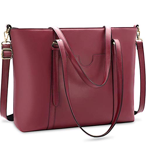 NUBILY Borse Tote da donna Borsa Tracolla Donna per Computerda 15.6 Pollici Pelle PU Borsa Lavoro Donna Grande Borsa Shopper Business Shopper Vino Rosso