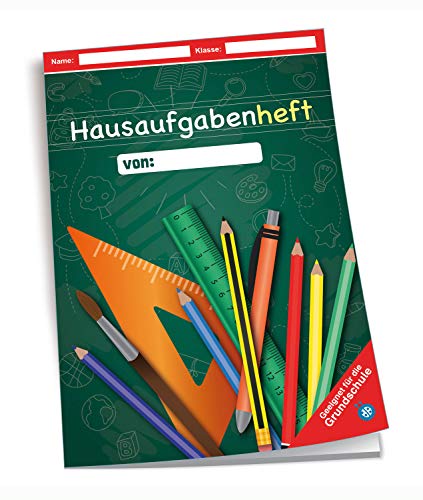Hausaufgabenheft - Grundschule Tafel Grün: A5, 96 Seiten, mit extra starkem Klarsichtumschlag