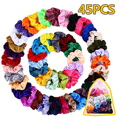 45 Pezzi Capelli Fasce Velluto, Elastico In Velvet Scrunchies, Colorato Forte Tenere Bobble Capelli Elastici Fascia Per le donne ragazze Accessori, 45 Colori