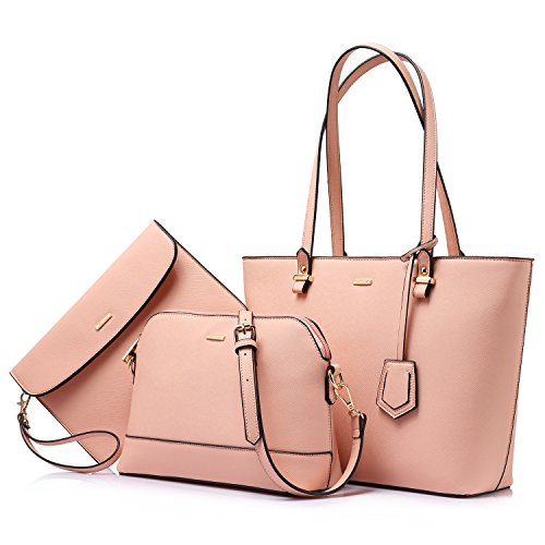 Borse Donna Borsetta Borsa Tracolla Borsa a Mano Borse a Spalla 3 Pezzi Semplice elegante Borsa Tote Rosa