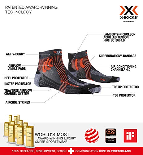 X-Socks Marathon Retina, Socks Calze Calza Calzini Unisex – Adulto, Stone Grey Melange/x-Orange, 35/38