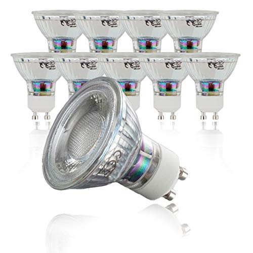 B.K.Licht Lampadine LED GU10, 5 Watt, luce calda 3000 K, angolo di diffusione 36°, set da 10, 400 Lumen, per sostituzione della lampada alogena da 50 Watt, per faretti e plafoniere