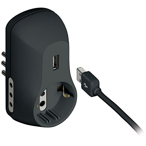 BTicino S3613GU Multipresa Adattatore B3 con presa USB, 1.5A, Nero