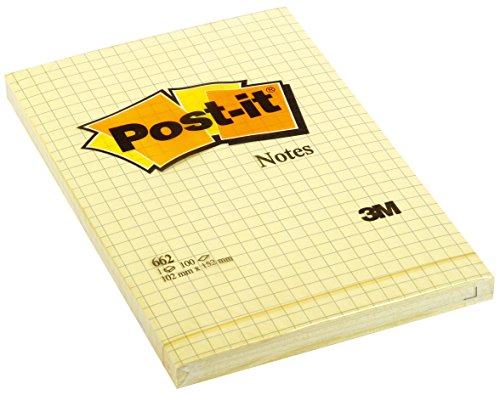 Post-it Brand 70209 Large Notes a Quadretti, 6 blocchetti da 100 Fogli ( 600 fogli totali) , 102 mm x 152 mm