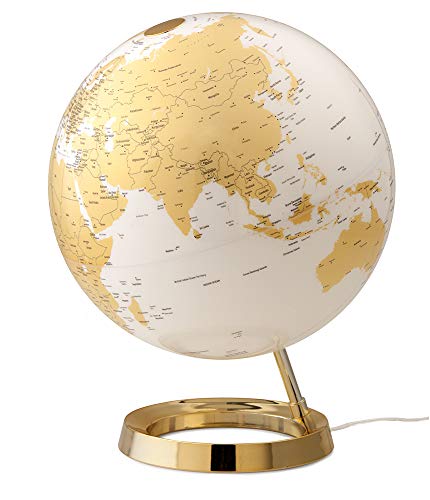 Tecnodidattica – Mappamondo Light&Colour Metal Gold | Luminoso, girevole, con cartografia Politica aggiornata | Lampada di design | Diametro 30 cm