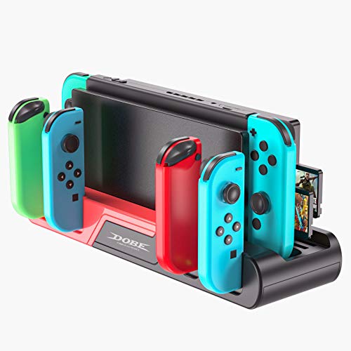 Likorlove Standi di Ricarica per 4 Joy-con Nintendo Switch, Caricatore 4 in 1 con LED per Switch, 4 Slot di Ricarica Joystick, 2 interfacce USB 2.0