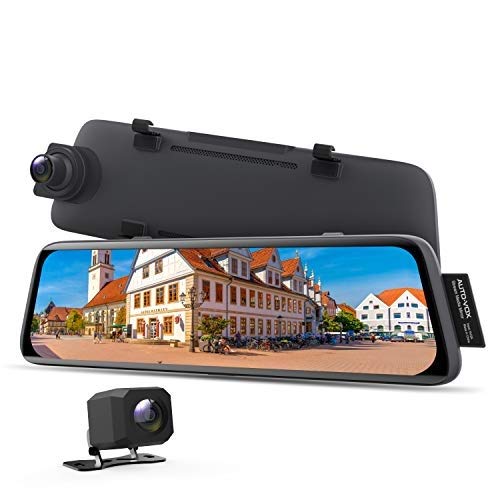 AUTO-VOX V5 Specchietto Retrovisore Dash cam Doppia Telecamera per Auto con 9,35 Pollci Touchscreen, Modalità Parcheggio, Visione Notturna, Tracciamento GPS