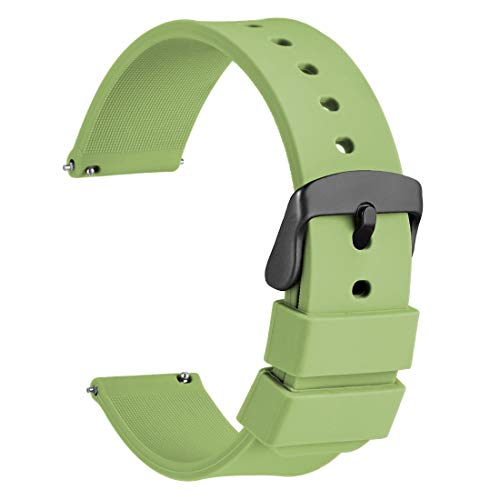 WOCCI 18mm Orologi Cinturino in Silicone con Fibbia Nera per Uomo Donna, Tè Verde