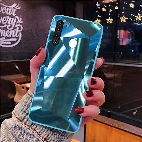 URFEDA Cover Compatibile con Samsung Galaxy A21 Custodia Specchio Trasparente Cover Brillantini Glitter Custodia TPU Silicone Morbida Ultra Sottile Antiurto Antiscivolo Gomma Bumper Case, Verde