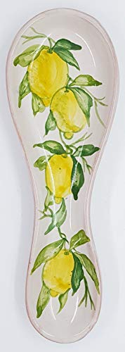 Poggiacucchiaio Linea Limoni dimensioni 24 x 8,5 cm Realizzato a Mano Le Ceramiche del Castello Made in Italy