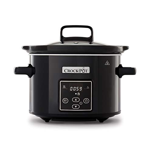 Crock-Pot Slow Cooker Pentola per Cottura Lenta, Capienza 2.4 Litri, Adatta fino a 2 Persone, 130 W, Digitale, Programmabile, Nero