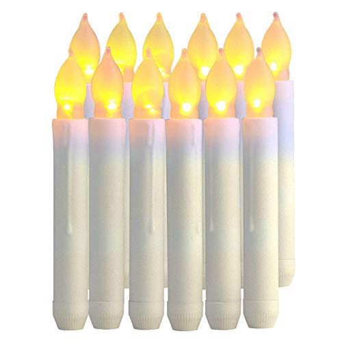 Keiastr Confezione da 12 Candele Candele LED, Funzionamento a Batteria, Realistico Luce elettrica finte Candele Votive LED Ceri for Christmas chiese Halloween Harry Potter Decorations-Yellow